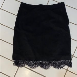 H&M faux suede skirt w/ lace hem